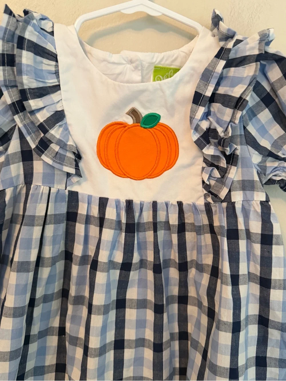 Classic Whimsy Embroidered Pumpkin Plaid Dress